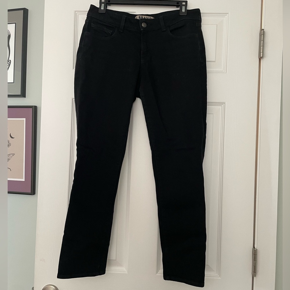 J Brand black straight leg jean- Scarlett 7/8 29R